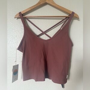 Vuori Pink Backless Crop Camisole